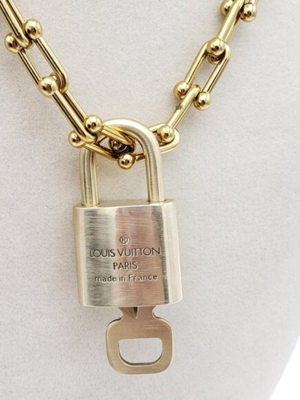 Authentic Louis Vuitton Padlock Pendant with Unbranded 18k Stainless Steel Chain - Picture 7 of 11